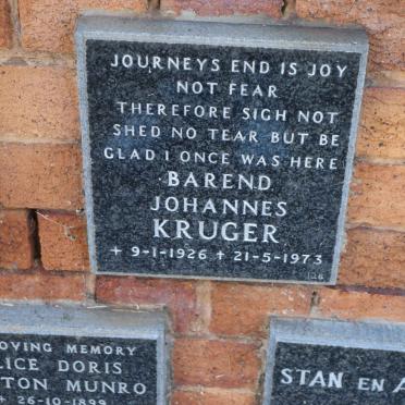 KRUGER Barend Johannes 1926-1973