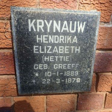 KRYNAUW Hendrika Elizabeth nee GREEFF 1889-1978