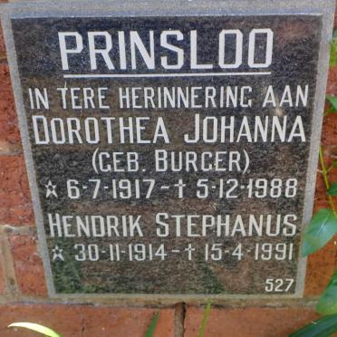PRINSLOO Hendrik Stephanus 1914-1991 &amp; Dorothea Johanna BURGER 1917-1988
