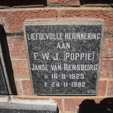 RENSBURG F.W.J., Janse van 1925-1992