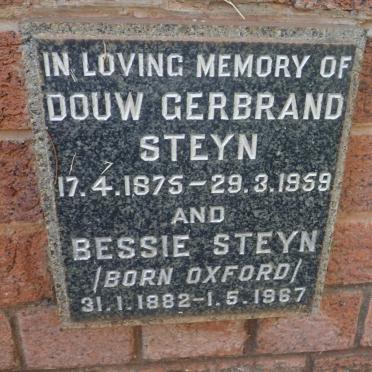 STEYN Douw Gerbrand 1875-1959 &amp; Bessie OXFORD 1882-1967