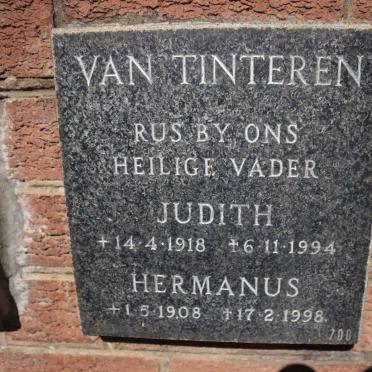 TINTEREN Hermanus, van 1908-1998 &amp; Judith 1918-1994