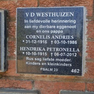 WESTHUIZEN Cornelis Andries, v.d. 1916-1986 &amp; Hendrika Petronella 1915-2012
