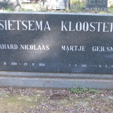 KLOOSTER Gerhard Nicolaas, SIETSEMA 1898-1959 &amp; Martje SMITH 1901-1985