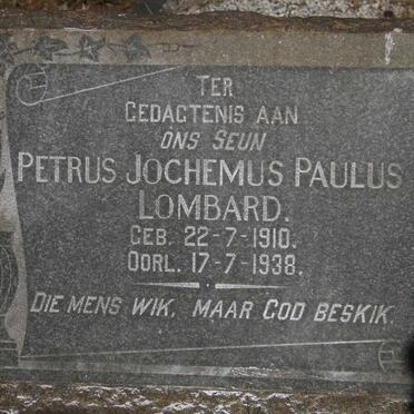 LOMBARD Petrus Jochemus Paulus 1910-1938
