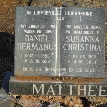 MATTHEE Daniel Hermanus 1893-1959 & Susanna Christina 1909-2004