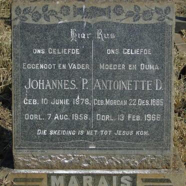 MARAIS Johannes P. 1878-1958 & Antoinette D. MORGAN 1885-1966