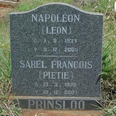 PRINSLOO Napoleon 1937-2005 :: PRINSLOO Sarel Francois 1920-2007