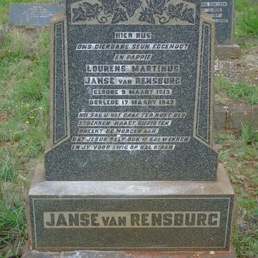 RENSBURG Lourens Martinus, Janse van 1913-1942