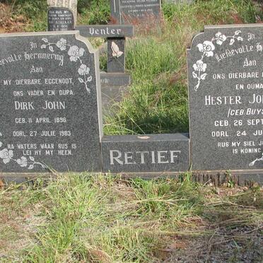 RETIEF Dirk John 1896-1983 &amp; Hester Johanna BUYS 1903-1992