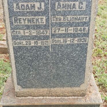 REYNEKE Adam J. 1847-1921 &amp; Anna C. BLIGNAUT 1846-1931
