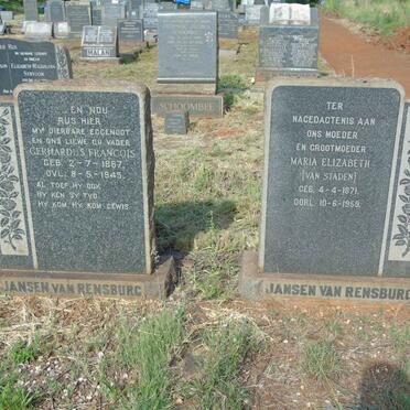 RENSBURG Gerhardus Francois, Jansen van  1867-1945 &amp; Maria Elizabeth VAN STADEN 1871-1959