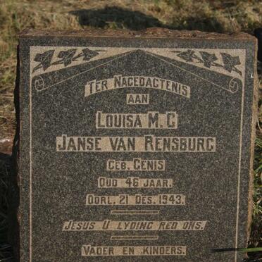 RENSBURG Louisa M.C., Janse van nee GENIS -1943