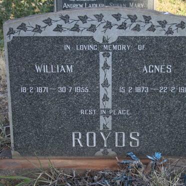 ROYDS William 1871-1955 &amp; Agnes 1873-1968