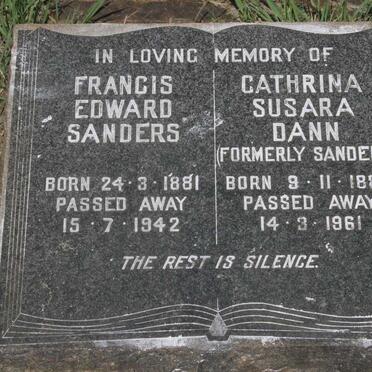 SANDERS Francis Edward 1881-1942 & Cathrina Susara DANN 1889-1961