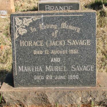 SAVAGE Horace -1951 &amp; Martha Muriel -1990