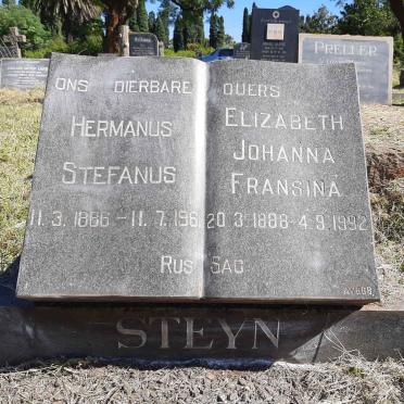 STEYN Hermanus Stefanus 1886-1961 &amp; Elizabeth Johanna Fransina 1888-1992