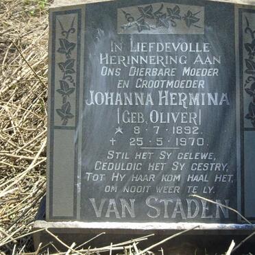 STADEN Johanna Hermina, van nee OLIVIER 1892-1970