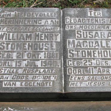 STONEHOUSE William Henry 1881-1940 &amp; Susarah Magdalena 1888-1977