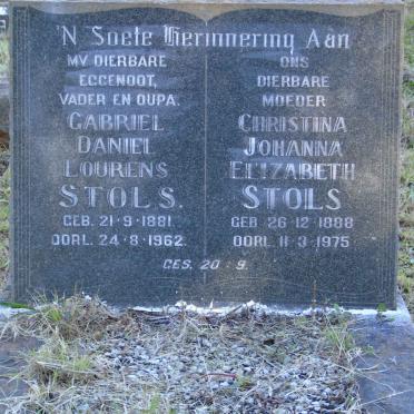 STOLS Gabriel Daniel Lourens 1881-1962 &amp; Christina Johanna Elizabeth 1888-1975
