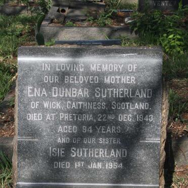 SUTHERLAND Ena Dunbar -1943 :: SUTHERLAND Isie -1954 