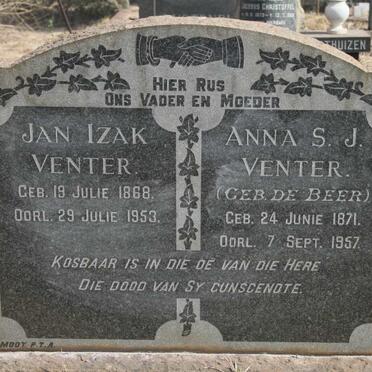 VENTER Jan Izak 1868-1953 & Anna S.J. DE BEER 1871-1957