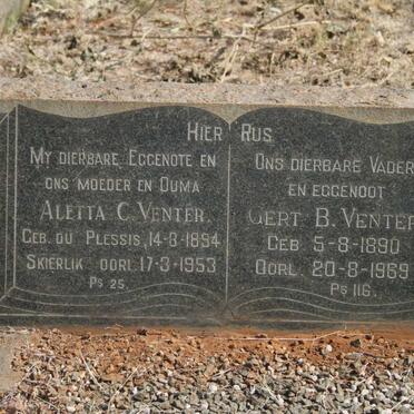 VENTER Gert B. 1890-1969 & Aletta C. DU PLESSIS 1894-1953