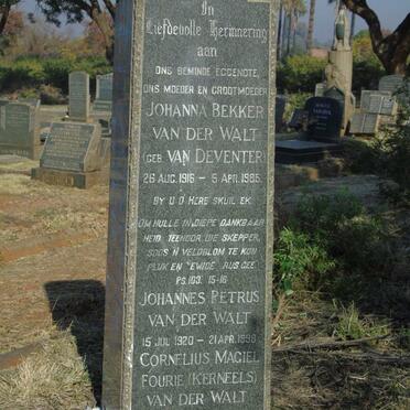 WALT Johannes Petrus, van der 1920-1998 & Johanna Bekker VAN DEVENTER 1916-1985 :: WALT Cornelius Magiel Fourie, van der 1947-2017_3