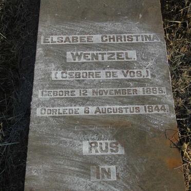 WENTZEL Elsabee Christina nee VOS 1885-1944