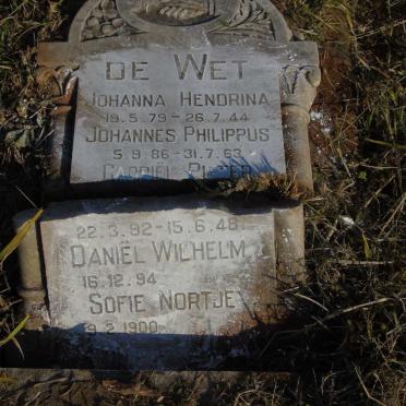 WET Johanna Hendrina, de 1879-1944 :: DE WET Johannes Philippus 1886-1963 :: DE WET Gabriel Pieter 1892-1948 :: DE WET Daniel Wilhelm 1894- :: NORTJE Sofie 1900-