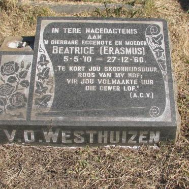 WESTHUIZEN Beatrice, v.d. nee ERASMUS 1910-1960
