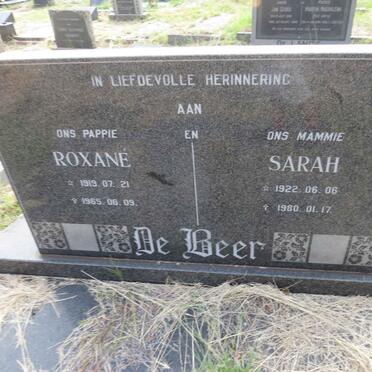 BEER Roxane, de 1919-1965 & Sarah 1922-1980