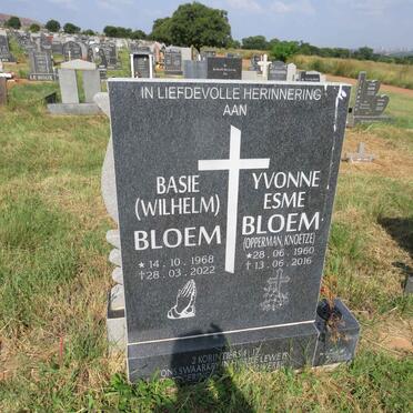 BLOEM Wilhelm 1968-2022 & Yvonne Esme voorheen OPPERMAN nee KNOETZE 1960-2016