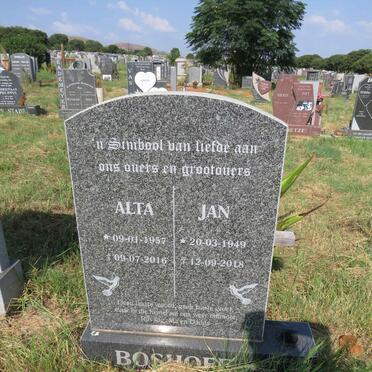 BOSHOFF Jan 1949-2018 & Alta 1957-2016