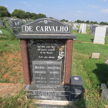 CARVALHO Mario Tavares, de 1932-2015 & Josezinha Maria 1935-2021