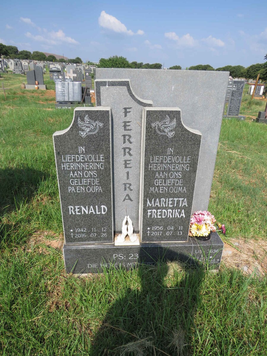 FERREIRA Renald 1942-2016 & Marietta Fredrika 1956-2017