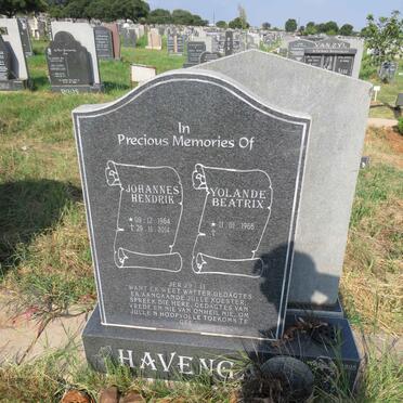 HAVENGA Johannes Hendrik 1964-2014 & Yolande Beatrix 1966-