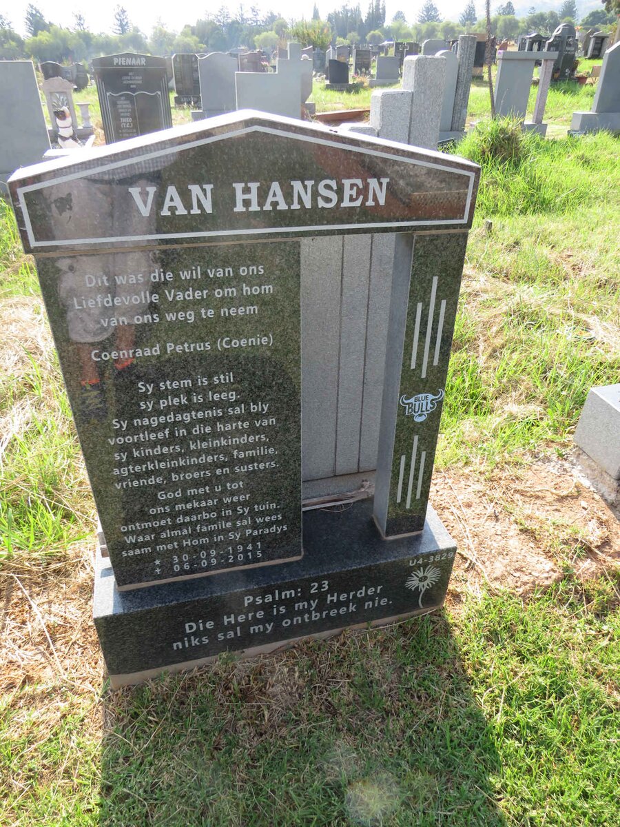 HANSEN Coenraad Petrus, van 1941-2015