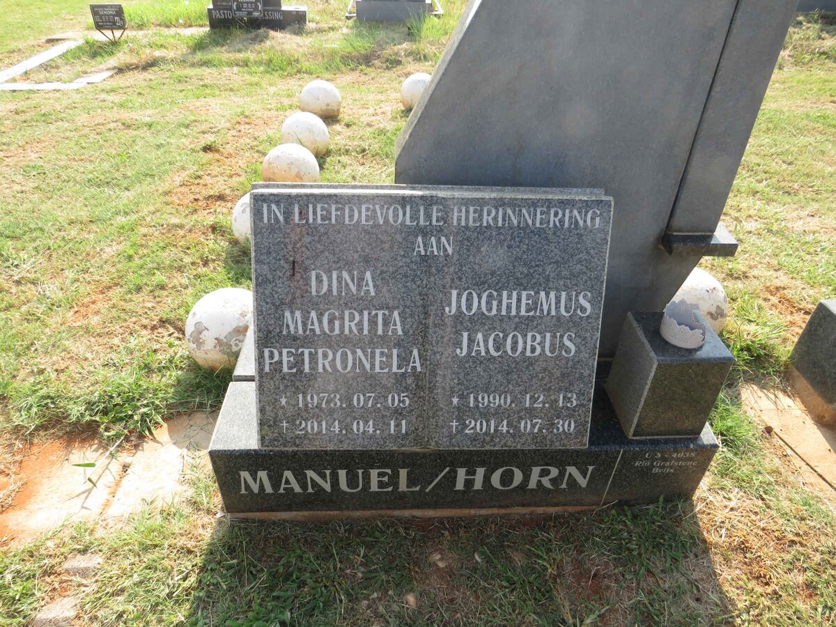 MANUEL Dina Magrita Petronela 1973-2014 :: HORN Joghemus Jacobus 1990-2014