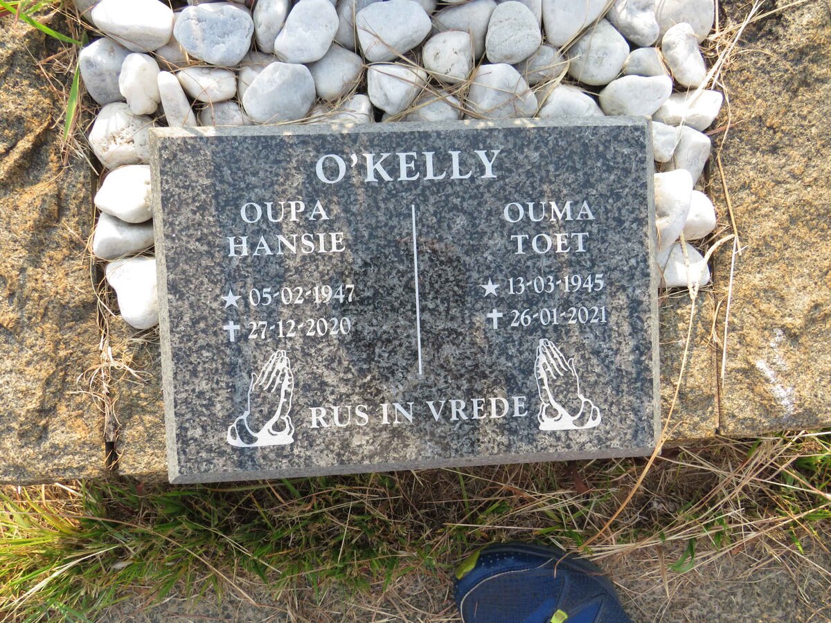 O'KELLY Hansie 1947-2020 & Toet 1945-2021