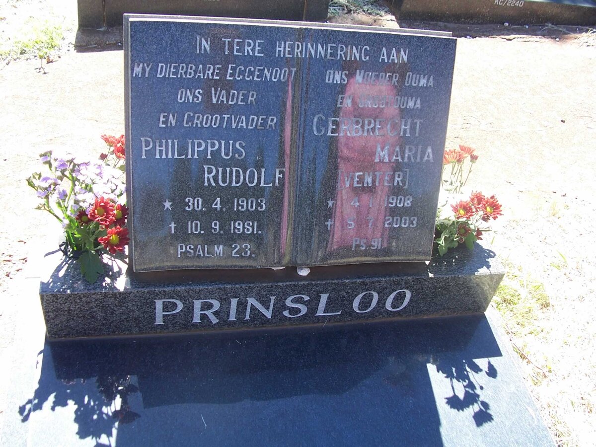 PRINSLOO Philippus Rudolf 1903-1981 &amp; Gerbrecht Maria VENTER 1908-2003