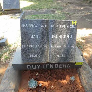 RUYTENBERG Jan 1903-1974 & Hester Sophia 1916-1970