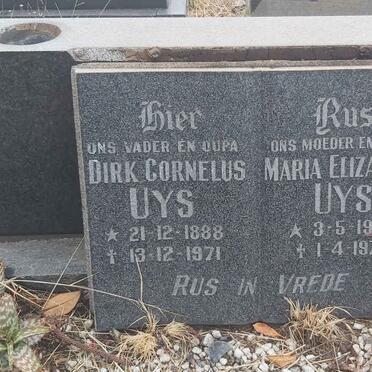 UYS Dirk Cornelus 1888-1971 & Maria Elizabeth 1900-1977
