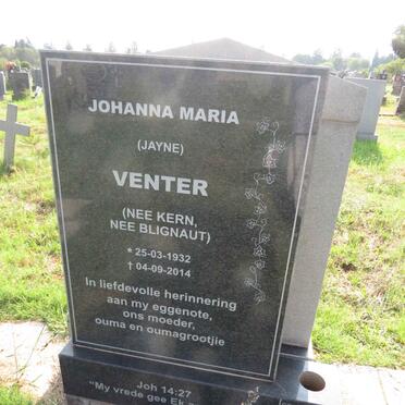 VENTER Johanna Maria voorheen KERN nee BLIGNAUT 1932-2014