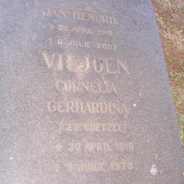 VILJOEN Jan Hendrik 1919-2002 &amp; Cornelia Gerhardina COETZEE 1916-1979
