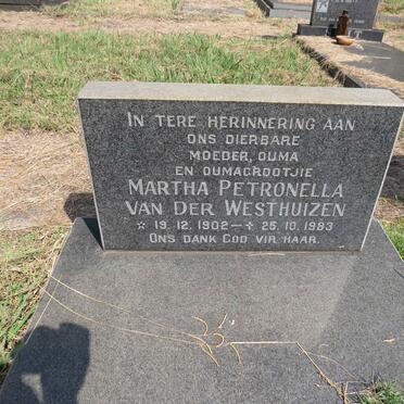 WESTHUIZEN Martha Petronella, van der 1902-1983