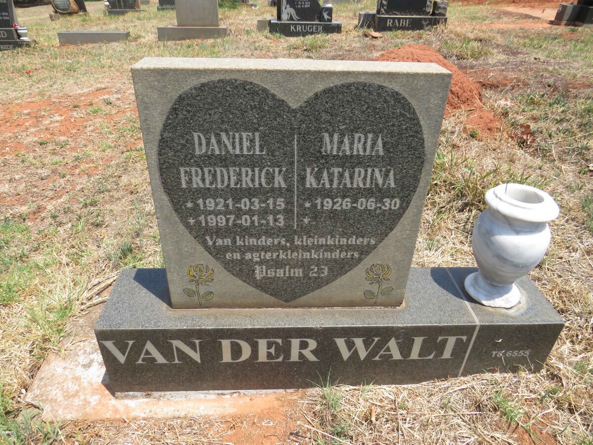 WALT Daniel Frederick, van der 1921-1997 & Maria Katarina 1926-