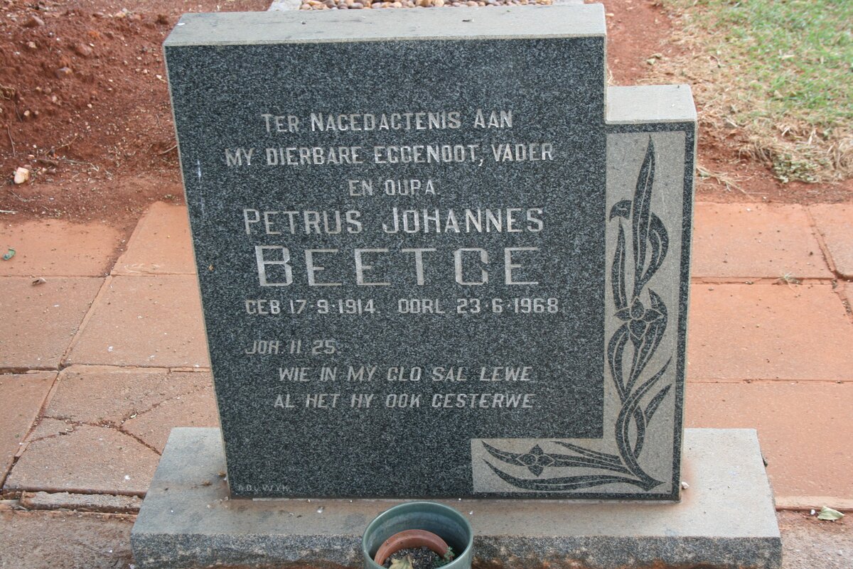 BEETGE Petrus Johannes 1914-1968