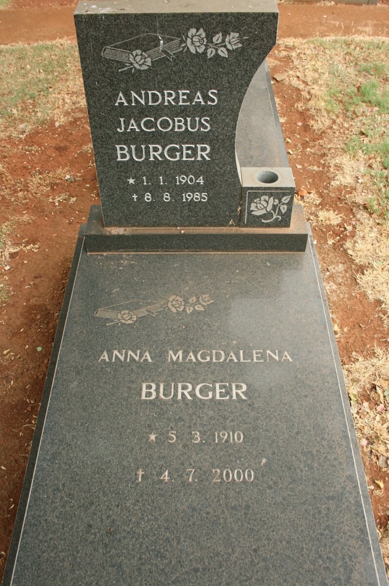 BURGER Andreas Jacobus 1904-1985 &amp; Anna Magdalena 1910-2000