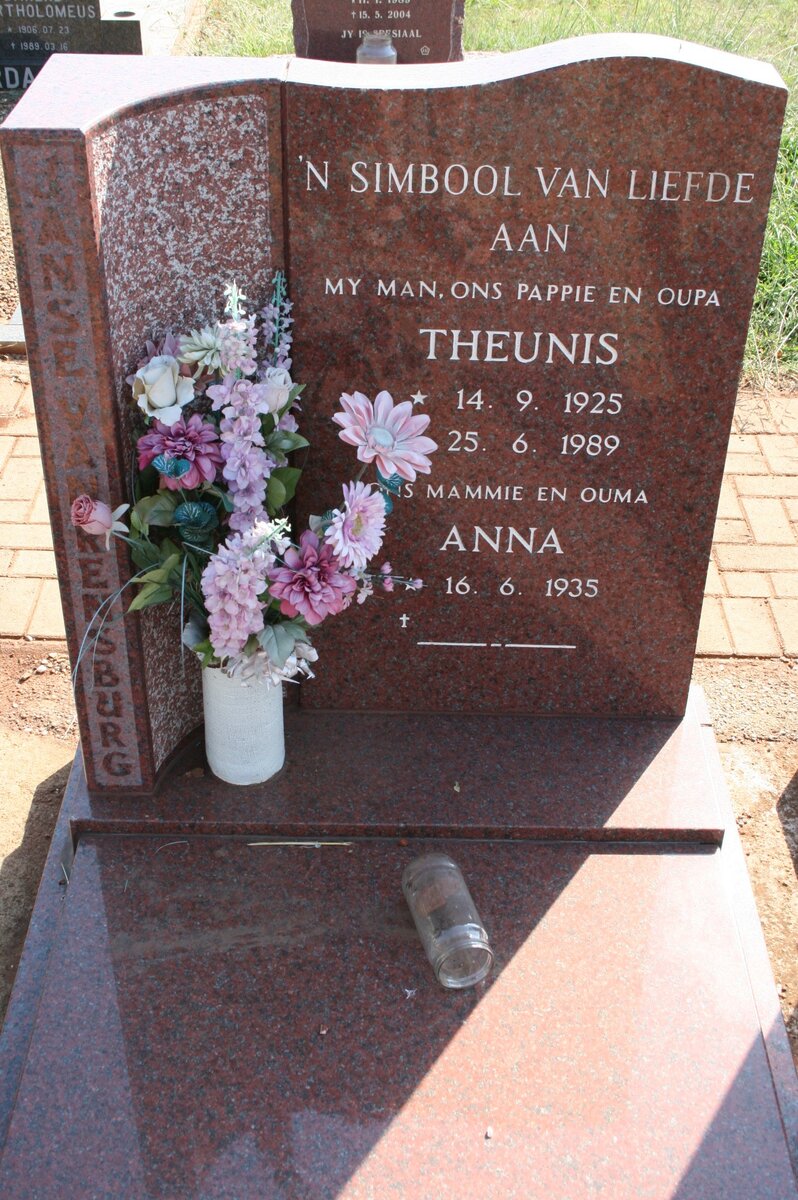 RENSBURG Theunis, Janse van 1925-1989 &amp; Anna 1935-